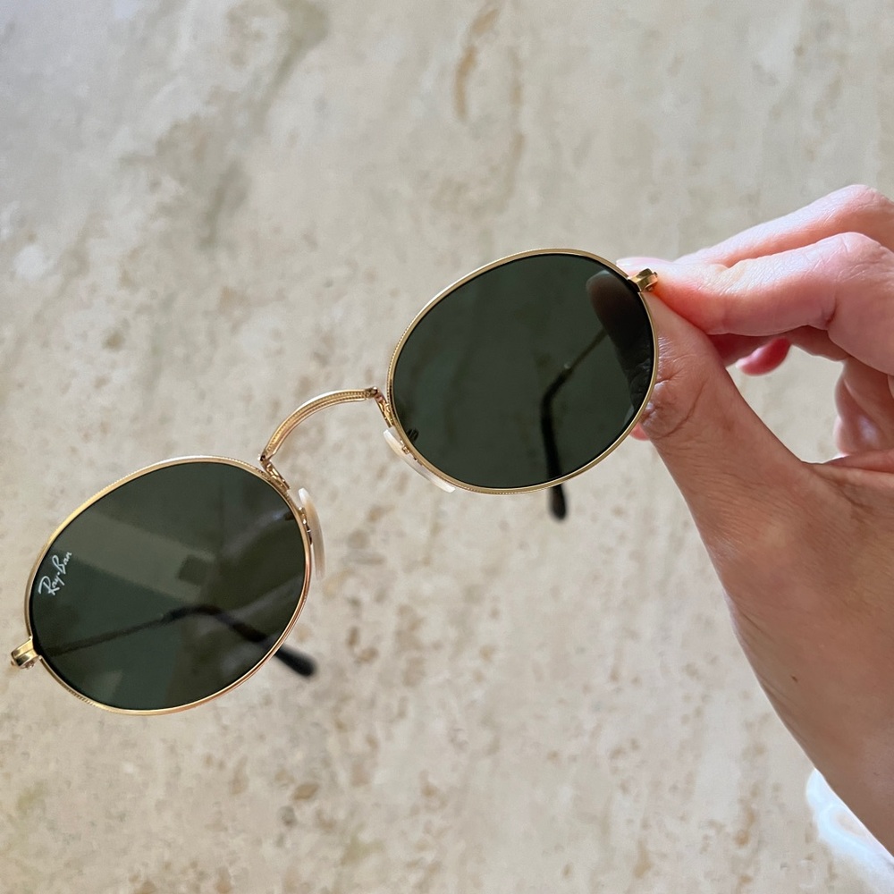 Ray-Ban oval flat metal sunglasses gold tortoise and green lenses RB3547-N 48/21 - Picture 8 of 17